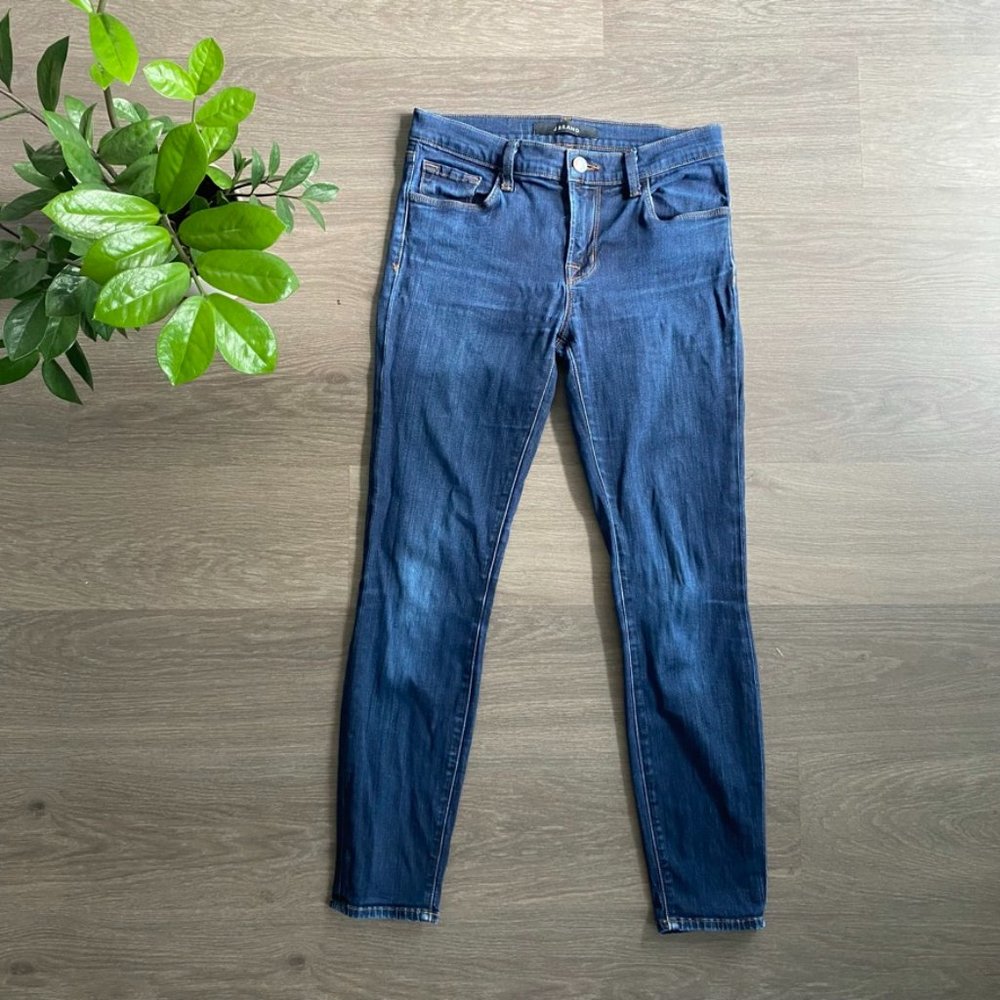 J BRAND Blue “Capri” Mid-Rise  Skinny Jeans in “Starless”